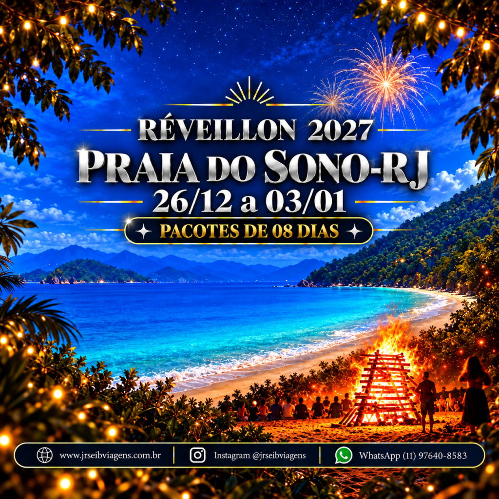 RÉVEILLON 2027 PRAIA DO SONO-RJ +TRILHA PARA CACHOEIRA DO SACO BRAVO - PACOTE DE 08