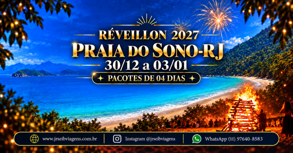 RÉVEILLON 2027 PRAIA DO SONO-RJ +TRILHA PARA CACHOEIRA DO SACO BRAVO - PACOTE DE 04